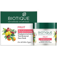 Biotique Fruit Brightening Depigmentation And Tan Removal Face Pack| Ayurvedic And Organically Pure| Tan Removal Face Pack For All Skin Types|100% Botanical Extracts| 75Gm