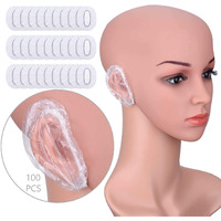 Cute Critters 100 Pack Clear Ear Protectors Waterproof Ear Covers For Hair Dye, Shower, Bathing,Colouring