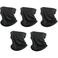 Xjarvis Bandana For Dust & Sun Protection, Comes With Cool Lightweight, Windproof, Breathable Material, Fishing Hiking Running Cycling, Pack Of 5, Black