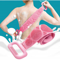 Lichee Silicone Body Back Scrubber Double Side Bathing Body Brush For Skin Deep Cleaning Massage, Dead Skin Removal Exfoliating Belt For Shower, Easy To Clean (Body Back Belt Scrubber)