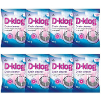 D-Klog Drain Cleaner Powder (40G X 8 Units), Removes Clogs, Blockages In Washbasin, Septic Tank, Sinks, Pipes Within 30 Mins.Drain Expert | Sink Cleaner| Toilet Cleaner | No Manual Hassle Required