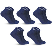 Xjarvis Ankle Length Socks For Men & Women, Half Terry Cotton, Anti-Odor, Moisture-Wicking, Breathable Unisex Socks, Solid Navy Color, Ideal For Running, Gym, Casual & Formal Wear, Pack 5, Free Size