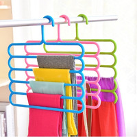 Inovera (Label) Plastic Inovera 5 Layer Pants Clothes Hanger Wardrobe Storage Organizer Rack (Set Of 3), 33L X 1B X 32H Cm (Assorted Colour)