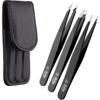 Beaut Secrets Tweezers Set - Tweezers For Eyebrows - Great Precision Plucker For Facial Hair, Splinter And Ingrown Hair Removal, Hair Threading(Black)