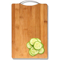 Yellow Weaves Wooden Bamboo Cutting Board With Stainless Steel Handle, Vegetable Chopping Board For Kitchen (24X34 Cm)