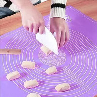 Zelkey Silicon Fondant Rolling Mat Or Silicone Baking Sheet Large With Measurements Stretchable For Kitchen Roti Chapati Cake Pad Cooking Dough Atta Kneading Big Size (Purple)