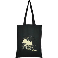 Danioo "Don'T Worry We Carry" Canvas Reusable Cloth Canvas Tote Bag With Zipper And Inner Pocket For Women And Girls, Travel/Beach/Gift/College Tote Bag Pack Of 1 (Black) (Cream)