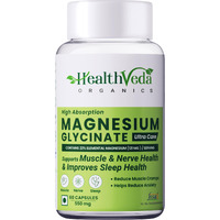 Health Veda Organics Private Limited High Absorption Magnesium Glycinate, 550Mg | 60 Veg Capsules | Supports Nerve & Muscle Health | Improves Sleep Quality | For Both Men & Women