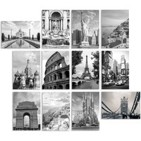 Paper Plane Design Black And White Posters For Living Room, Bedroom, And Office Decoration Poster Set Of 12 Size A4 (29 X 21 Cm)