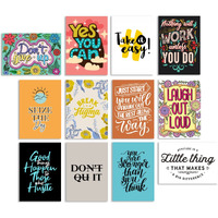 Paper Plane Design Motivational Quote Wall Poster For Living Room,Wall Decoration Set Of 12 (29 X 21 Cm) Multicolor