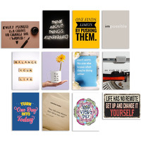 Paper Plane Design Life Quotes Wall Poster For Home Office Set Of 12 Poster A4 Size(29 X 21 Cm)