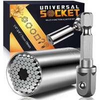 Tcco Enterprise Universal Wrench Socket Tools Multi-Size In One Self Adjustable For Regularity Or Irregularity Screw Improvement & Joint For Electric Drill, Flat, Fixed Square And Hex