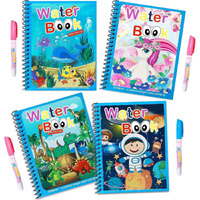 Hurryshoppy Magic Water Coloring Book Reusable Good For Kids Toddlers Children Waterbook Cartoon Characters Fun Doodle Pen Colour Drawing Album For Boys And Girls 2-5Years (Multi Design) (3)