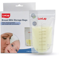 Luvlap Baby Breast Milk Storage Bags (Pack Of 25), Bpa Free Disposable Milk Freezer Bags For Breast Feeding, Transparent