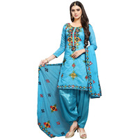 Ethnicjunction Women Chanderi Cotton Un-Stitched Salwar Kameez Dress Material (Ej1180_Rama Green_Free Size)