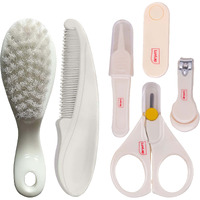 Luvlap Baby 4Pcs Nail Grooming Set And Elegant Baby Comb & Brush Set With Soft Bristles, Grooming Set, 0M+,White