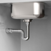 Ruhe Pvc Waste Water Drain Outlet Pipe | 30 Inches |Outlet Tube For Basin & Sink| Grey | Drainage Pipe For Sink | Basin Waste Outlet Pipe |Stretchable Or Flexible Waste Pipe Water Drain Pipe|Set Of 2