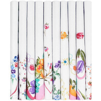 Caruso Italy Women's Floral 100% Pure Cotton Handkerchief White - Pack Of 10