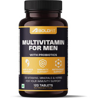 Boldfit Multivitamin Tablets For Men With Probiotics, Vitamin C, E, Zinc, And Grape Extract Multi Vitamin Supports Immunity, Hair, Skin, Nails, And Joints, Promoting Overall Well-Being. 120 Tablets