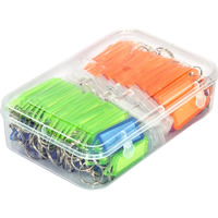 Sndia 100 Pcs Keyring & Keychain With Name Tag Labels Plastic Multicolor Assorted Keychain With Two Side Id Label And Split Ring For Office, Home Key - Multicolor