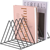 Zepdos Iron Tabletop Magazine Rack For Desk,Book Organizer,File Holder Storage Organizer,Table Book Stand For Office,Magazine Holder For Table,Office Newspaper Stand,File Organiser(Black)(2Pc)
