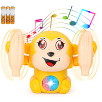 Zest 4 Toyz Dancing Musical Toy For Kids Tumbling Monkey Doll Toy Voice Control Sensor Rotating Arm Light Sound Toy Abs Battery Included Pack Of 1 (Random Color)