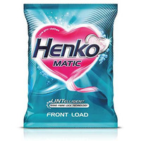 Henko Matic Front Load Detergent Powder 2Kg - Lintelligent Nano Fibre Lock Technology, Removes The Toughest Of Stains From Your Clothes, Locking Fibres & Color Intact