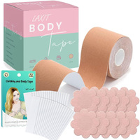 Laxit Boob Tape 5M With 72 Fashion Tape For Clothes & 10 Nipple Cover Pasties Combo Multipurpose Body Tape For Women Push Up Lingerie Breast Lifting Tape Roll Bra Tape Double Sided Transparent Tape