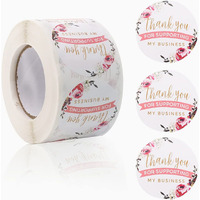 Hasthip 500 Pcs 1.5 Inch Thank You For Supporting My Business Gift Paper Labels Stickers, Gift Handmade Labels For Christmas Craft Card Making (Pink1)