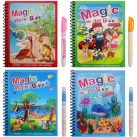 Nvd Reusable Magic Water Quick Dry Book For Water Coloring With Magic Pen Painting Board For Children Education Drawing Pad (Random Design & Assorted Color) (Multi Color, 4)