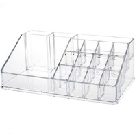Inovera (Label) Plastic 16 Compartment Cosmetic Display Cases Makeup Lipstick Storage Organizer Holder Box, 22L X 12 2W X 7 5H (Transparent - Pack Of 2)