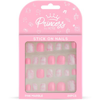 Princess By Renee Stick On Nails Pink Marble | 24 Reusable Artificial Nail Set | Lightweight, Long Lasting, Easy To Use | Quick Fix For Special Occasions