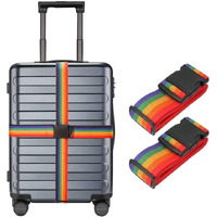 Inditradition (Pack Of 2) Adjustable Nylon Luggage Straps Belt, Suitcase Belt Tsa Approved (2 Meter, Rainbow Colour)