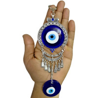Dt Dectone Metal Blue Evil Eye Nazar Battu Hanging Ornament Amulet For Car, Lucky Pendant Home & Office Protection And Blessing From Negative Energy