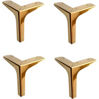 Wckart Decor Sofa Hardware Leg 4 Inch / 10 Cms Sofa Furniture Golden Glossy Finish Stainless Steel Heavy Model Y Design Sofa Leg Set Of 4