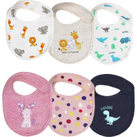 Real Basics Bib Set Of 6 For Kids, 100% Cotton, For New Borns, Girls And Infants.(Soft And Absorbent/Multicolour)