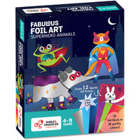 Chalk And Chuckles Paper Art And Craft Kit; Fabulous Foil Art; Gift For Boys; Girls Age 4-9 Year Old; Create 12 Superhero Animals Theme Pictures; Creative Toys For Kids, Multicolor