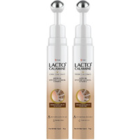Lacto Calamine Under Eye Cream For Dark Circles For Women & Men | Fine Lines & Puffy Eyes With Cooling Massage Roller |15G Each - Pack Of 2 | With Coffee Oil, Multi-Peptides, Niacinamide & Vitamin E