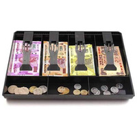 Divinext Abs Cash Tray, 4 Cash/Bills And 3 Coin Compartment Cash Drawer Safe Box | Black