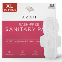 Azah Sanitary Pads For Women Xl [Pack Of 40] 100% Rash-Free Sanitary Napkins | 3X More Absorption, Cottony Soft And Dry Top Cover For Heavy Flow | Toxin Free, Locks Odour, Leak-Proof