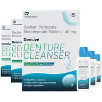 Densive Denture Cleaning Tablets And Denture Adhesive Powder Combo Pack Of 6 (Pack Of 3 X 30 Tablets And 3 Pack Of Powder) | Denture Kit, Denture Cleaner, Denture Adhesive