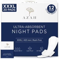 Azah Xxxl Sanitary Napkins For Women [Pack Of 20] | Extra Large Night Pads | Cottony Soft Sanitary Pads For Women | Xxxl Pads For Women | Leak Proof For Overnight Protection | Extra Long & Wide Back