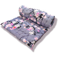 Deevine Craft Soft Cotton Quilt Mattress Foldable Movable Picnic Light Weight Filled Single Firm Mattress| Gadda (3D Design Printed, 1 Sleeping Capacity, 3 X 6 Ft Or 72 X 36 Inches) (Grey Pink Floral)