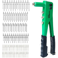 Homdum Non Slip 10 Inch Rivet Gun And Rivets, Riveter Nail Gun, Pop Riveter With 150 Aluminum Blind Rivets (Green Yellow).
