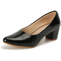 Denill Women Synthetic Pump Block Heel Uk- 4, Black