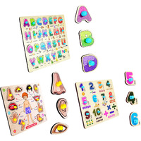 Appster Colorful Wooden Puzzle Toy For Kids Jigsaw Puzzles For Adults Baby Learning Educational Toys Board Game (Abcd + Body Parts + Number)