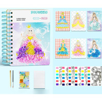 Cynvexa Fashion Design Drawing Book For Girls, Creative Puzzle Puncture Painting, Princess Dress Up Coloring Sticker Book With Watercolor Painting, Stickers, Poking, Diy Craft Kit For Girls Age 3-9