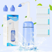 Hannea Nasal Rinser Kit For Sinus & Allergy Relief, With 30 Packs Nasal Wash Saline(2.7G/Per Pack) 300Ml Reusable Nasal Rinser Kettle, Relieve Nasal Discomfort, Suits For Daily Use, With 2 Rinse Tips