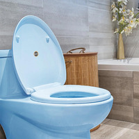 Ruhe Super Round Toilet Seat Cover - Blue | Premium Pvc Western Commode Toilet Seat Cover | Non-Slip Point And Durable Seat Cover | Easy Installation