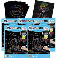 Jellybaby Rainbow Scratch Art Paper For Kids Creative Art,Black Scratch Sheets And Craft Return Gift Idea For Kids 4 Years And Above (Pack Of 5)